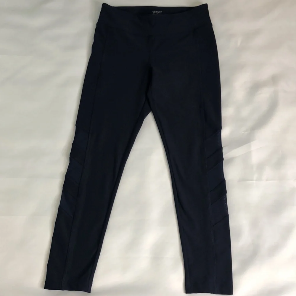 Vogo Athletica Full Length Yoga Exercise Black with Mesh Leggings Size S